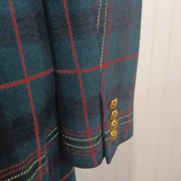 Vintage Lauren Ralph Lauren Plaid Wool Double Breasted Coat Size Medium - Picture 6 of 10